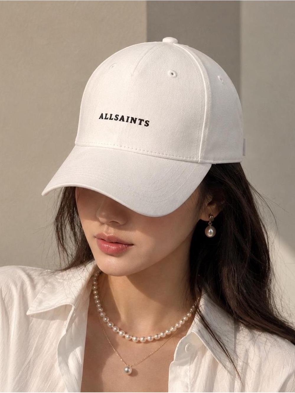 AllSaints White Logo Cap for Women
